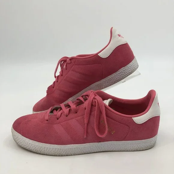 Adidas Kids Athletic Shoes in Pink/White, Size 4.5, Suede, Lightly Flawed - Picture 3 of 7